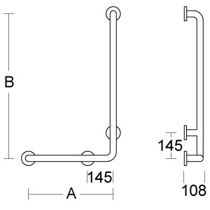 Duschhandlauf L-Form mit Brausehalter 600x1160 mm – Bild 2