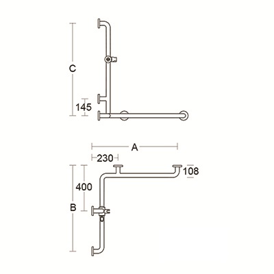 Duschhandlauf mit Brausehalter 920x920x1160 mm – Bild 3