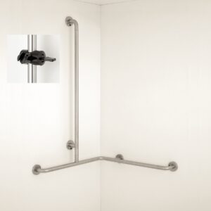 Duschhandlauf mit Brausehalter Edelstahl rostfrei 920x920x1160 mm